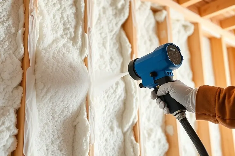 Isolation des murs avec mousse projetée
